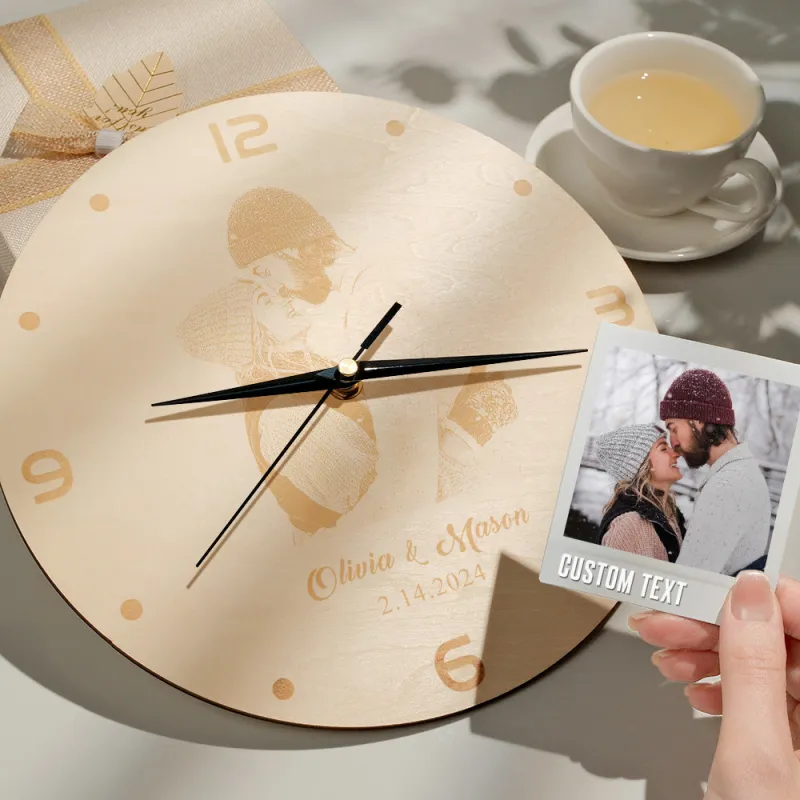 Custom Photo Wooden Clock Love Valentine's Day Gifts 2