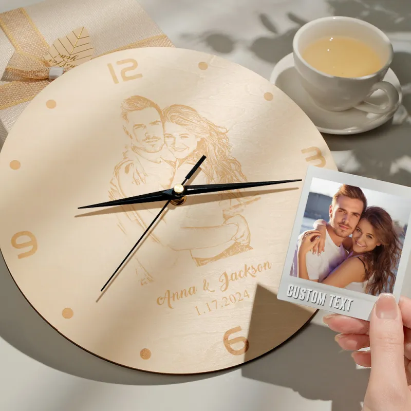 Custom Photo Wooden Clock Love Valentine's Day Gifts 3