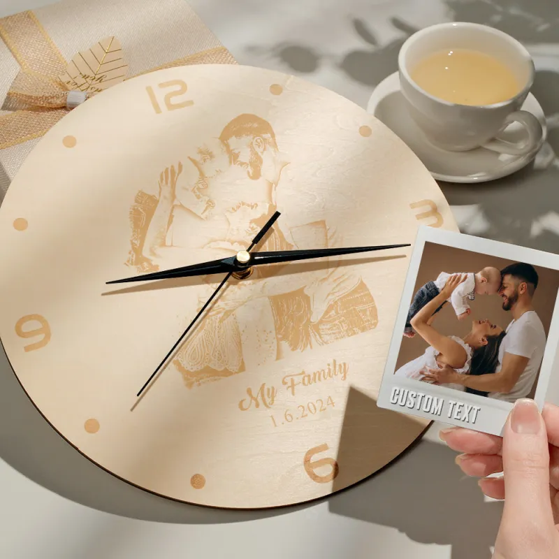 Custom Photo Wooden Clock Love Valentine's Day Gifts 4