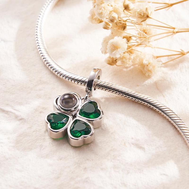 Custom Projection Charm Four Leaf Clover Couple Gift 2