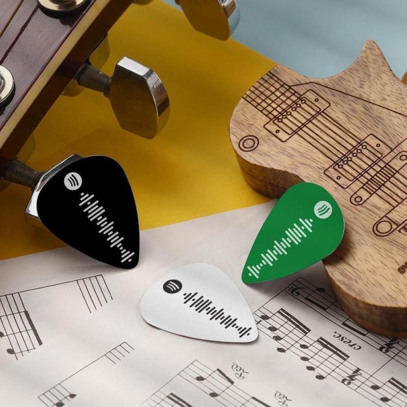 Custom Scannable Spotify Code Guitar Pick, Engraved Custom Music Song Guitar Pick Black Gifts for Boyfriend 1