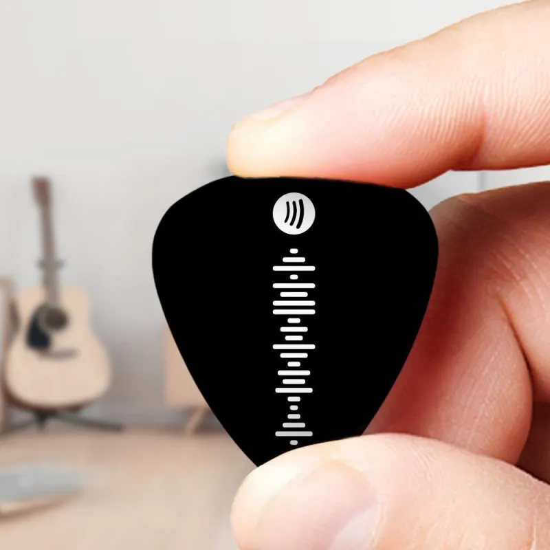 Custom Scannable Spotify Code Guitar Pick, Engraved Custom Music Song Guitar Pick Black Gifts for Boyfriend