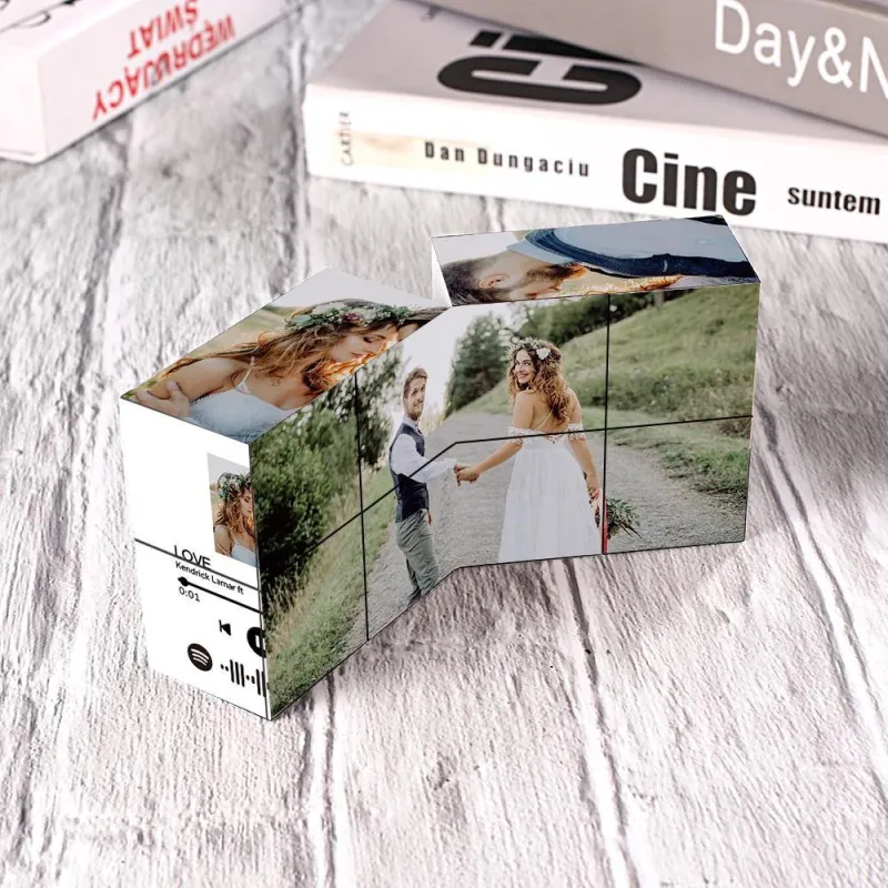 Custom Scannable Spotify Code Photo Rubic Cube Photo Frame Multiphoto Gifts for Couples 1