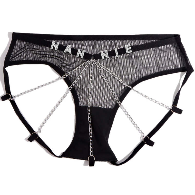 Custom Sexy Thongs with Jewelry Crystal Letter Name Women's Underwear Gift for Her 4