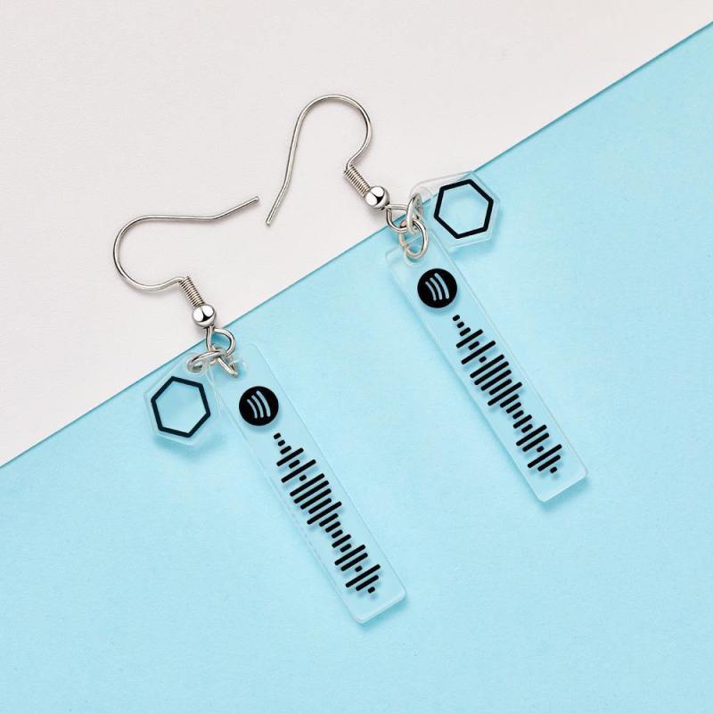 Custom Spotify Code Earrings With Pentagon Pendant 1