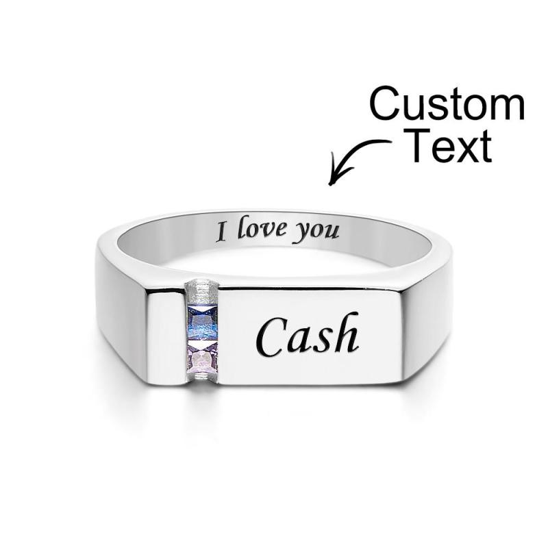 Custom Text Birthstone Ring Personalized Family Ring Gift For Her 5