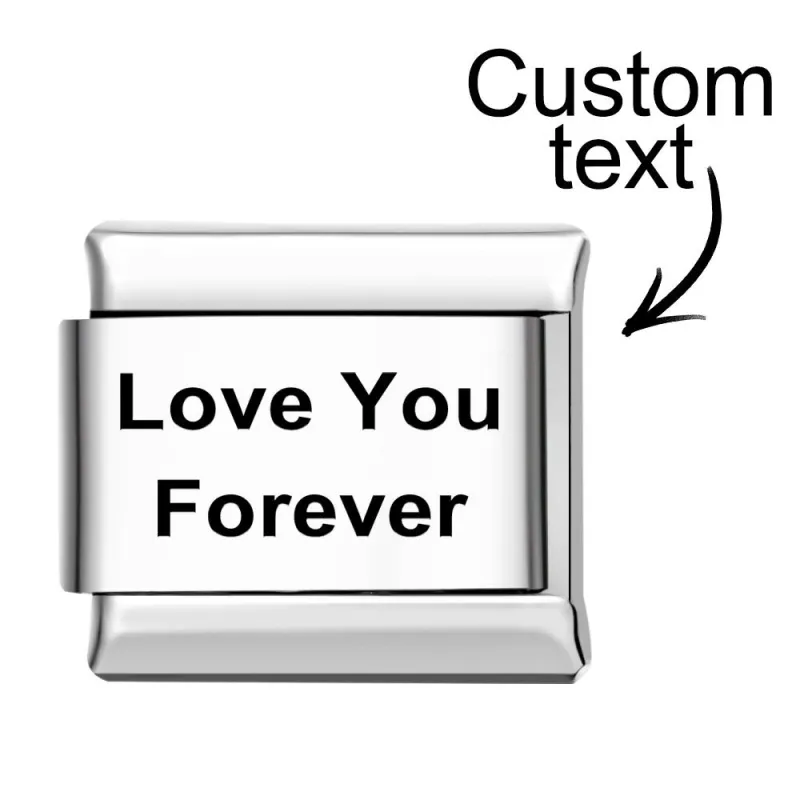 Custom Text Italian Charm For Italian Charm Bracelets Personalized Composable Link