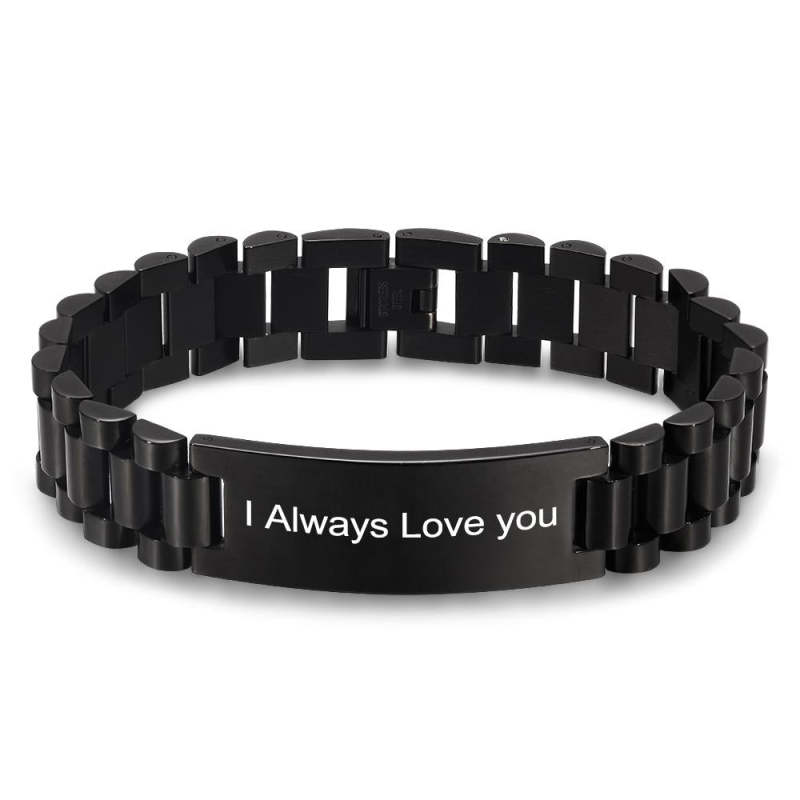 Custom Text Stainless Steel Engraved Bracelet Men's Bracelet