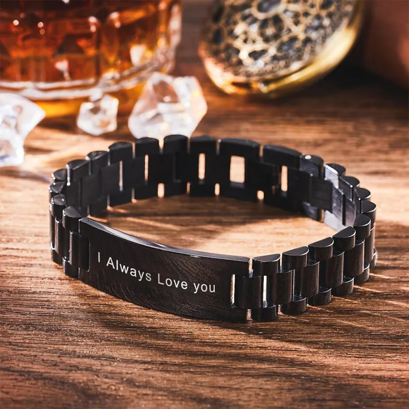 Custom Text Stainless Steel Engraved Bracelet Men's Bracelet 2