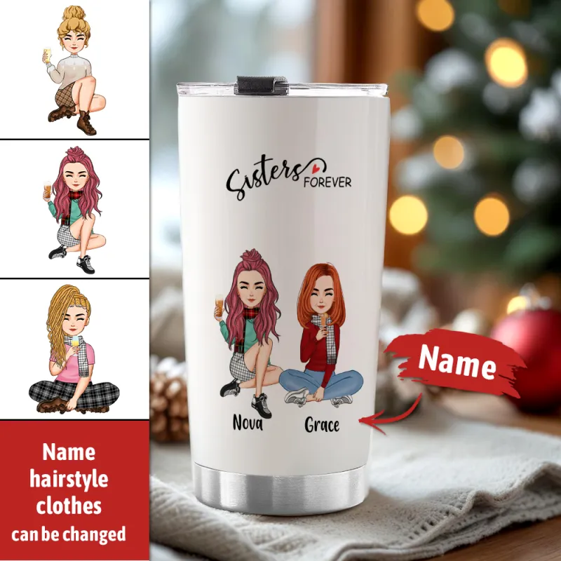 Custom Tumbler Cup with Straw Custom Text and Accessories Tumbler Besties Forever Christmas Gifts 5