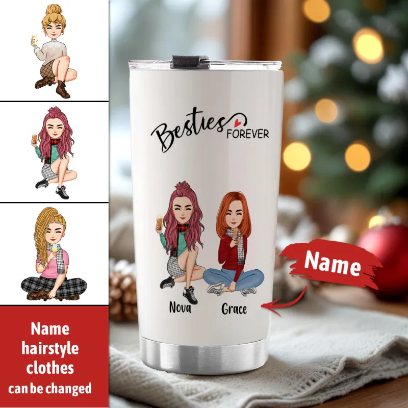 Custom Tumbler Cup with Straw Custom Text and Accessories Tumbler Besties Forever Christmas Gifts 4