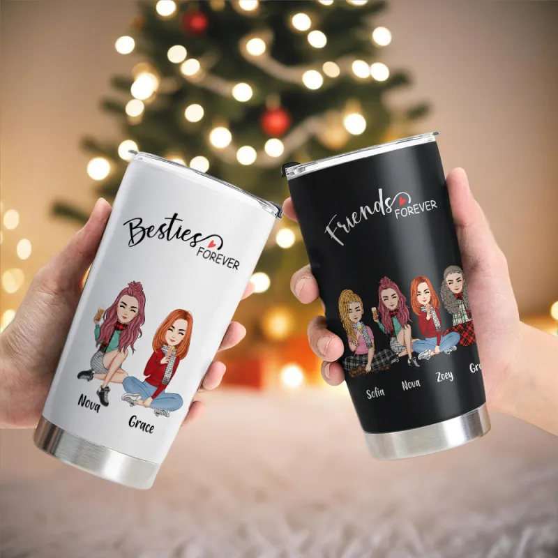 Custom Tumbler Cup with Straw Custom Text and Accessories Tumbler Besties Forever Christmas Gifts 2