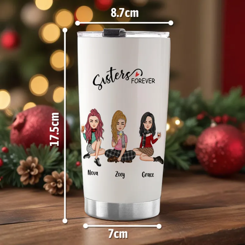 Custom Tumbler Cup with Straw Custom Text and Accessories Tumbler Besties Forever Christmas Gifts 3