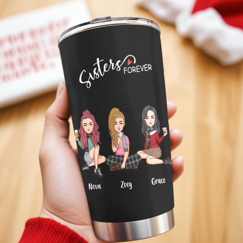 Custom Tumbler Cup with Straw Custom Text and Accessories Tumbler Besties Forever Christmas Gifts 1