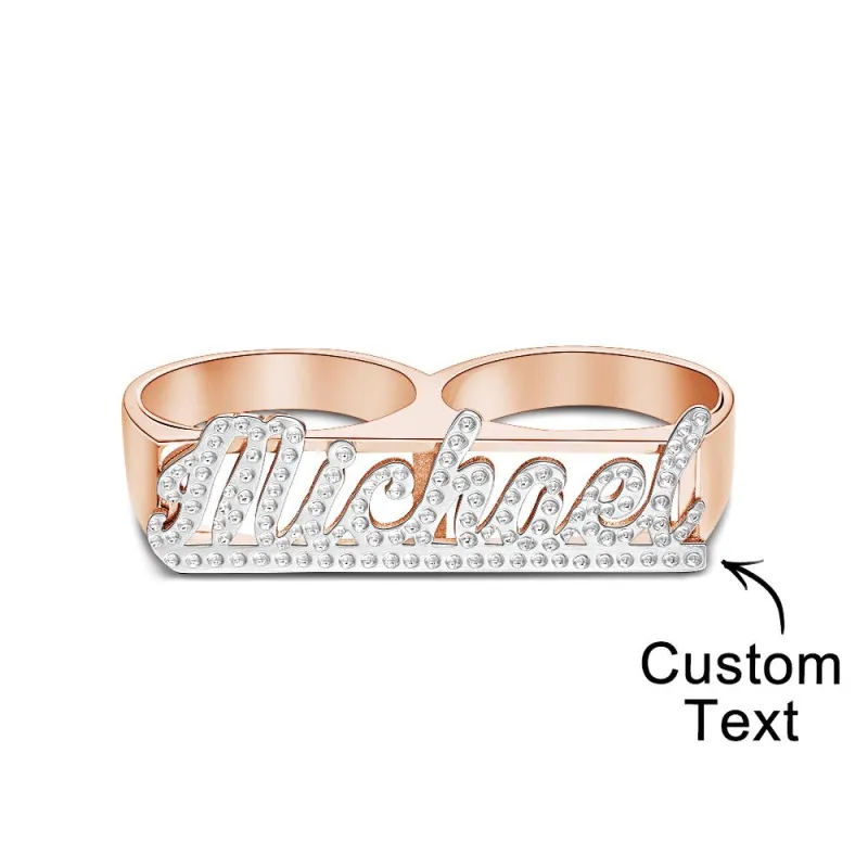 Custom Two Finger Name Ring Personalized Men's Double Band Ring Gift for Him 5