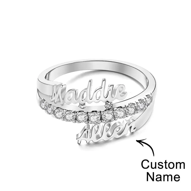 Custom Two Names Ring Personalized Gift For Mom Best Friend Gift Stackable Ring