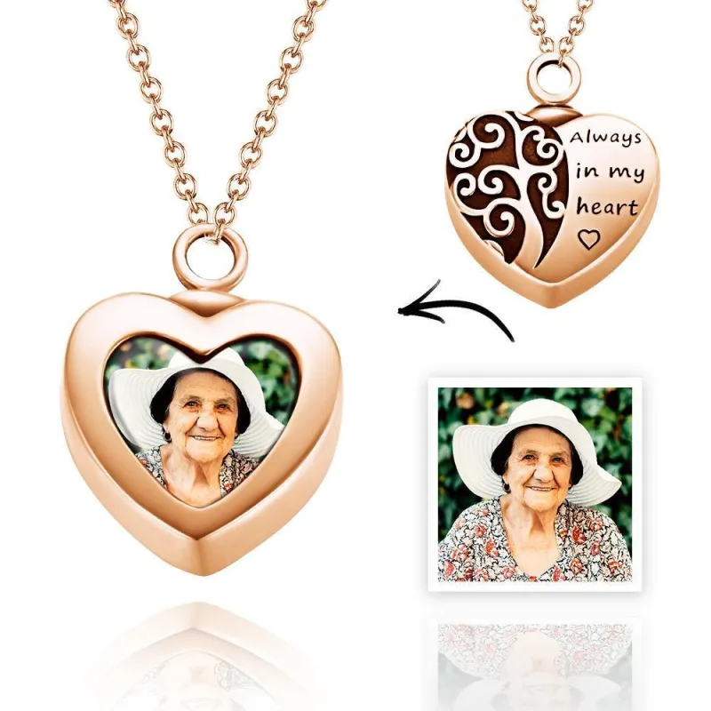 Custom Urn Necklace for Ashes Necklace Memory Cremation Gift - Rose Gold