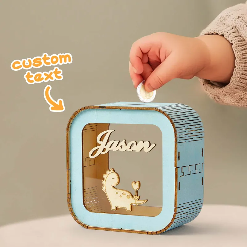 Custom Wooden Piggy Bank with Name Personalized Coin Name Bank Money Box Nursery Decoration 6