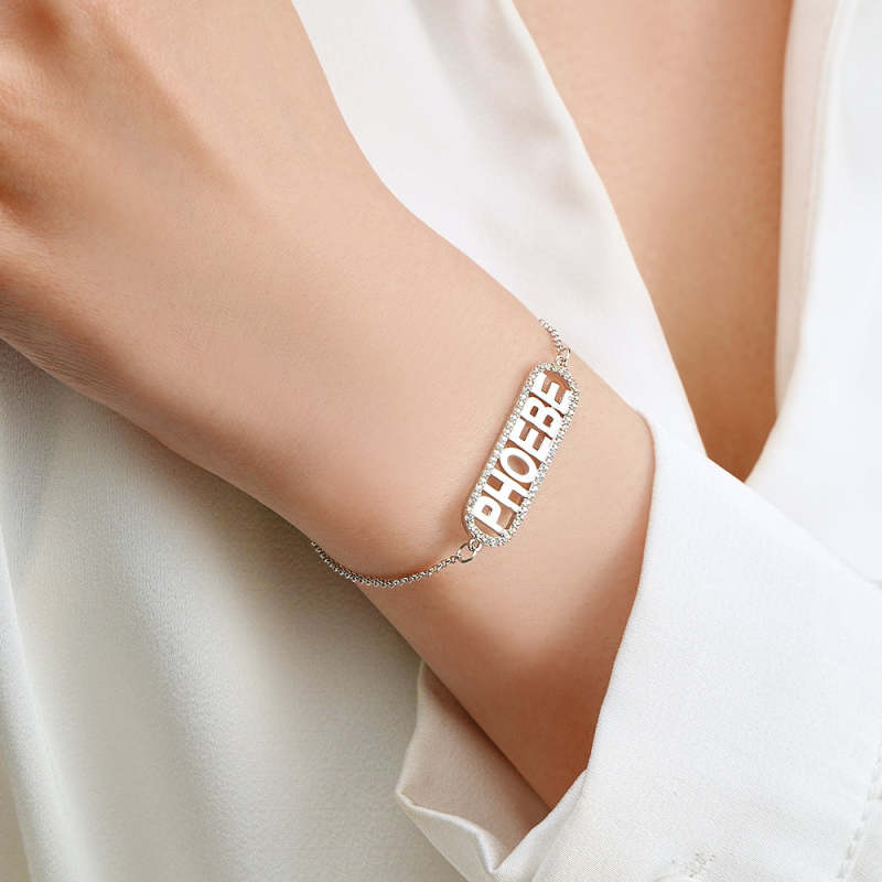 Custom Zircon Bar Name Bracelet Personalized Bracelet Gift for Her 1