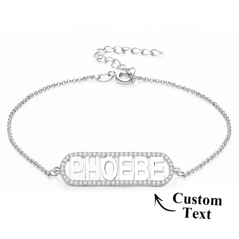 Custom Zircon Bar Name Bracelet Personalized Bracelet Gift for Her 5