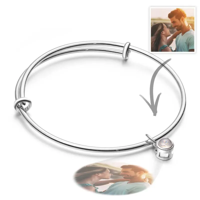 Customized Photo Projection Bracelets Couple Bangles gift for Him or Her Memorial Gift Wedding Birthday Gift Anniversary 1