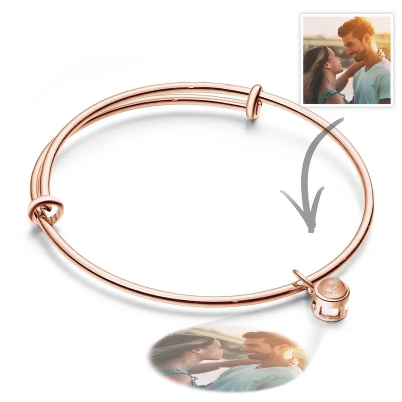 Customized Photo Projection Bracelets Couple Bangles gift for Him or Her Memorial Gift Wedding Birthday Gift Anniversary 6