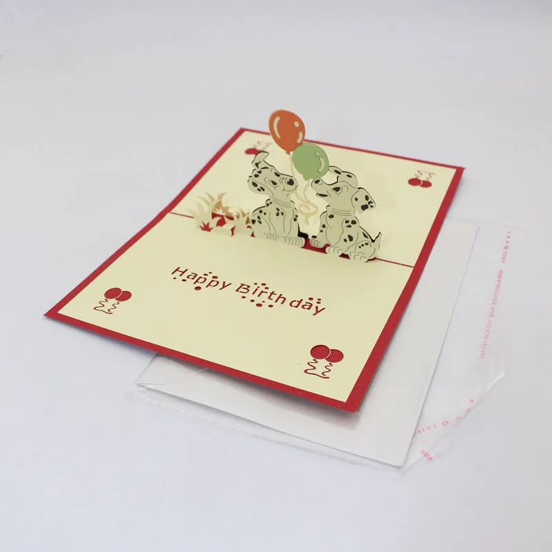 Cute Dalmatians Birthday Greeting Card 3D Pop-up Greeting Card 1