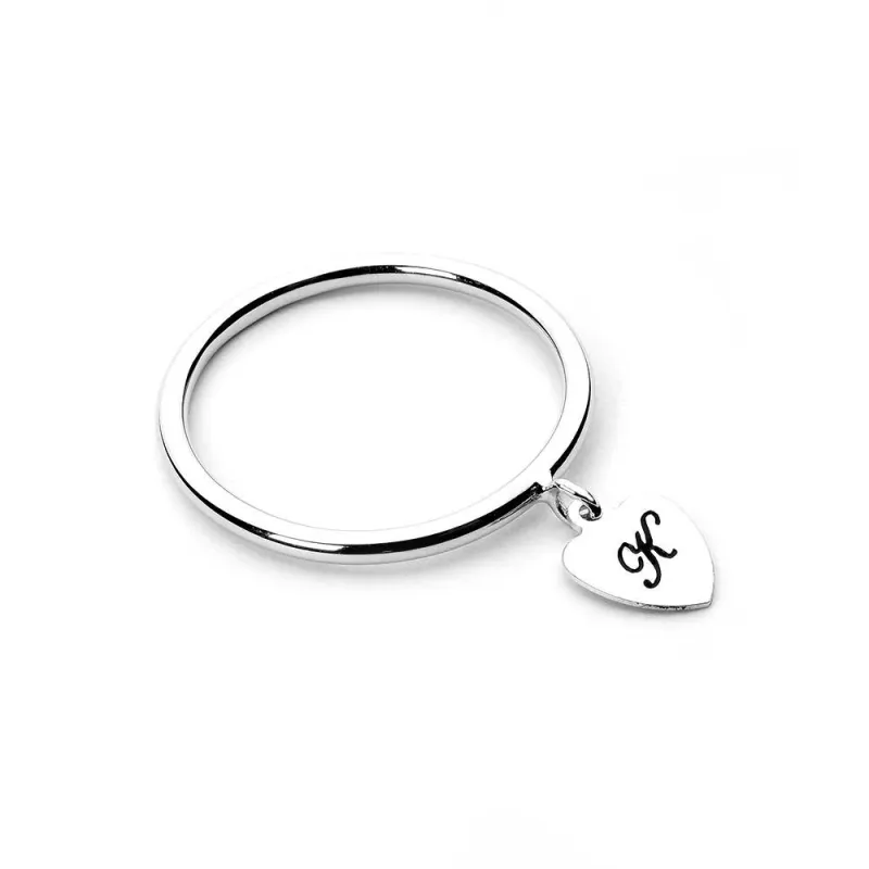 Dangle Initial Heart Ring Dainty Name Ring Gift for Her Personalized Jewelry Christmas Gift 1