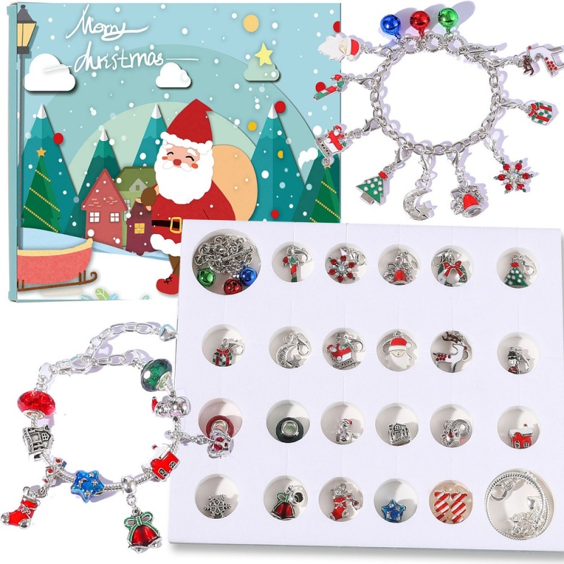 Diy Christmas Bracelet Set Advent Countdown Blind Box Children's Bracelet Jewelry Advent Calendar Gift Box