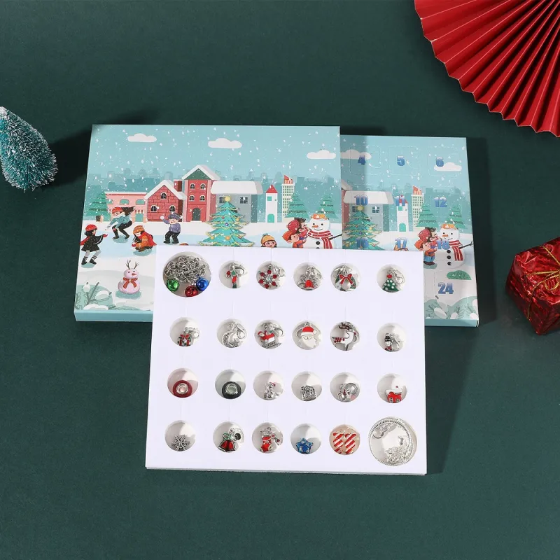 Diy Christmas Bracelet Set Advent Countdown Blind Box Children's Bracelet Jewelry Advent Calendar Gift Box 2