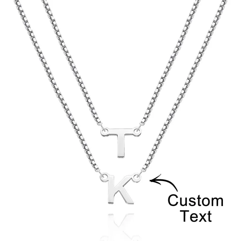 Double Chain Name Necklace Personalized Letter Necklace Initial Gift Necklace Gift For Women 2