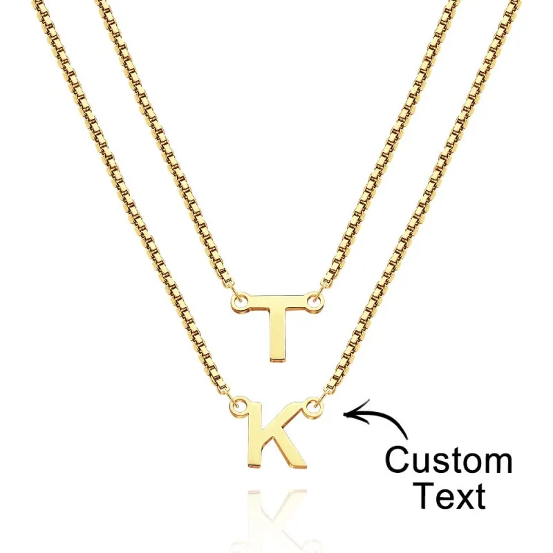 Double Chain Name Necklace Personalized Letter Necklace Initial Gift Necklace Gift For Women 4