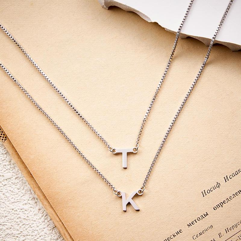 Double Chain Name Necklace Personalized Letter Necklace Initial Gift Necklace Gift For Women 5