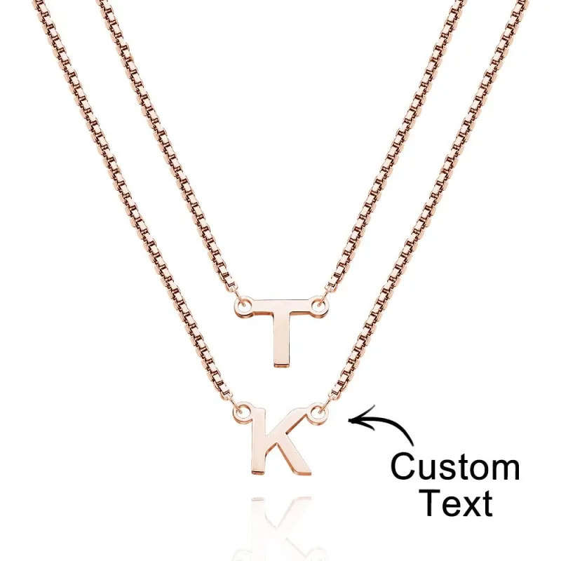 Double Chain Name Necklace Personalized Letter Necklace Initial Gift Necklace Gift For Women 1