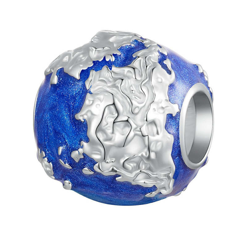 Earth Enamel Charm Silver