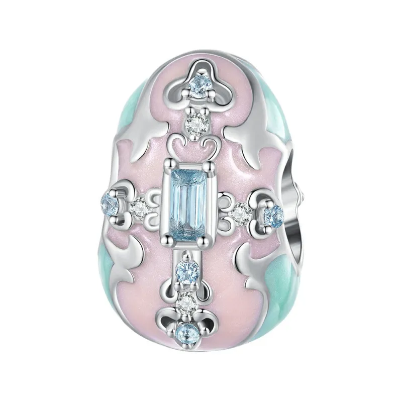 Easter Egg Pink Charm Silver For Easter