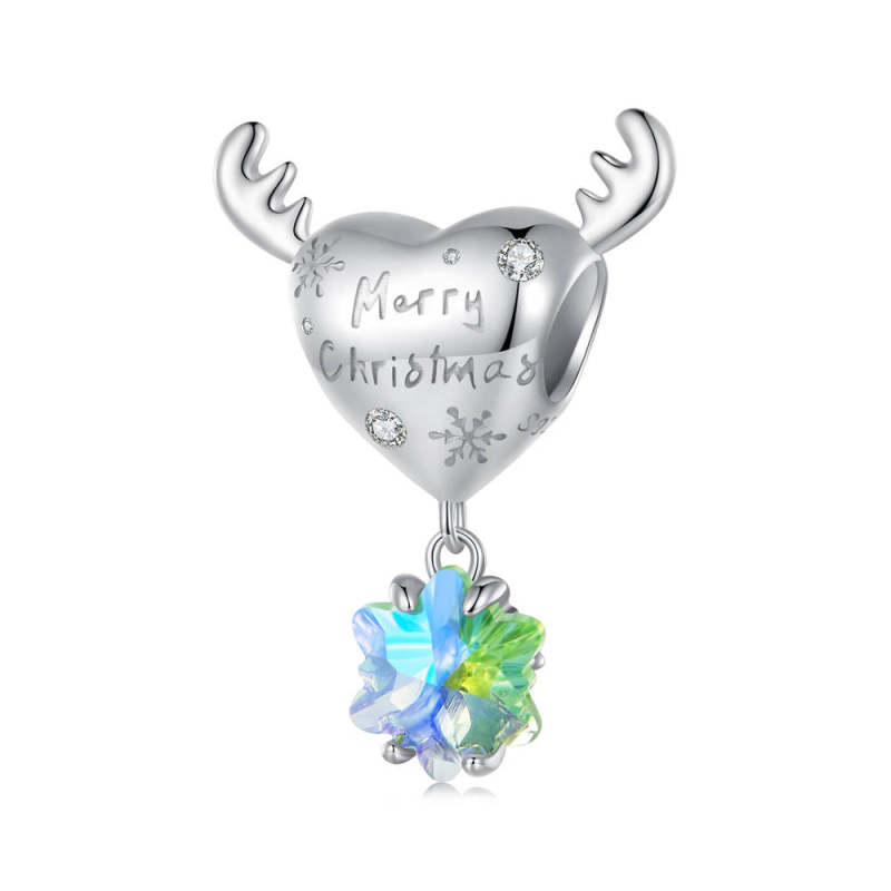 Elk Snowflake Charm Silver Christmas Gifts