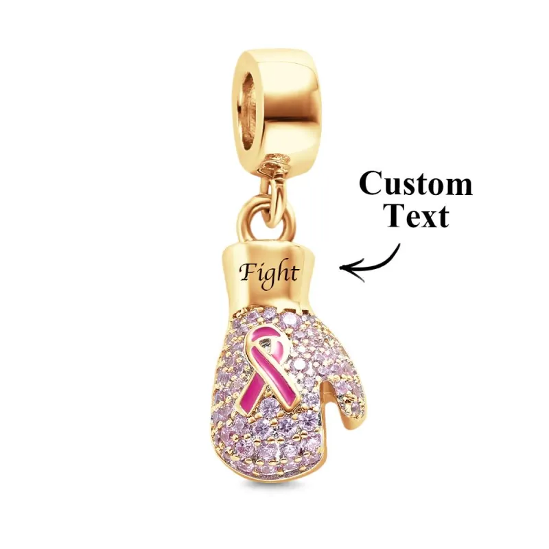 Engravable Charm Fight Breast Cancer Theme Delicate Pendant Bracelet Decor For Her