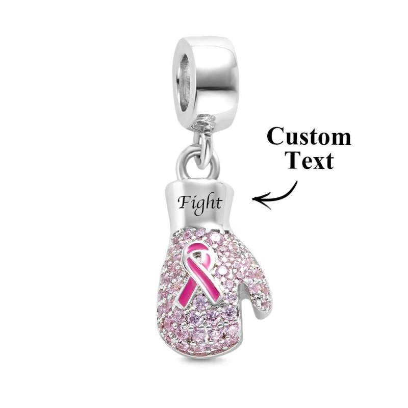 Engravable Charm Fight Breast Cancer Theme Delicate Pendant Bracelet Decor For Her 1