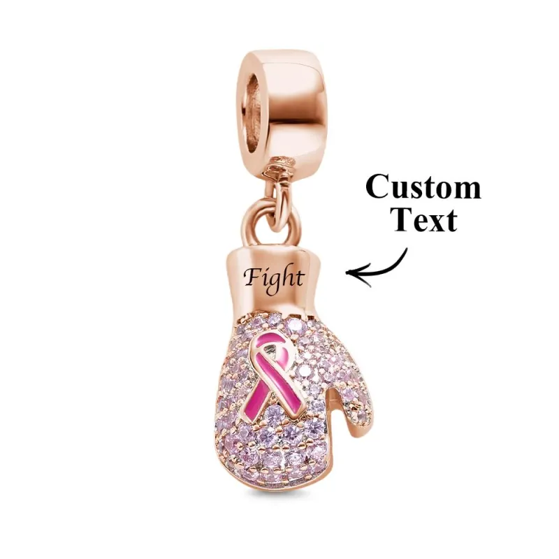 Engravable Charm Fight Breast Cancer Theme Delicate Pendant Bracelet Decor For Her 5