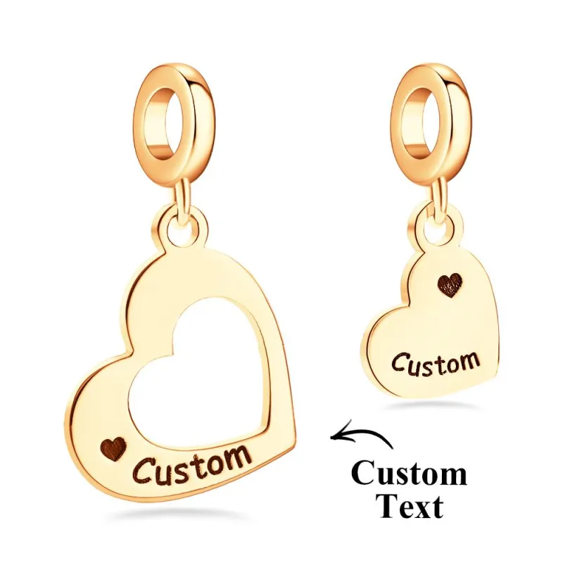 Engravable Charm Set Hollow Out Heart Pendant Mother's Day Gifts 4