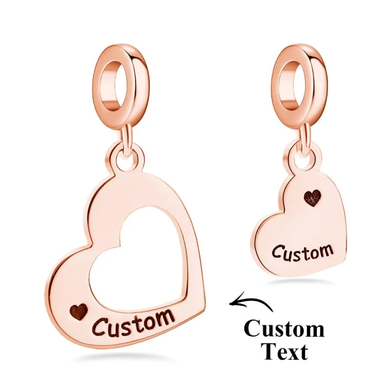 Engravable Charm Set Hollow Out Heart Pendant Mother's Day Gifts 5