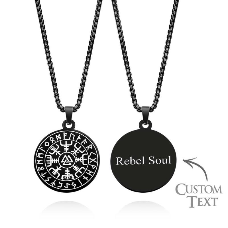 Engravable Necklace Norse Compass Viking Pendant Necklace For Men