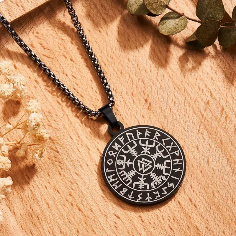 Engravable Necklace Norse Compass Viking Pendant Necklace For Men 1