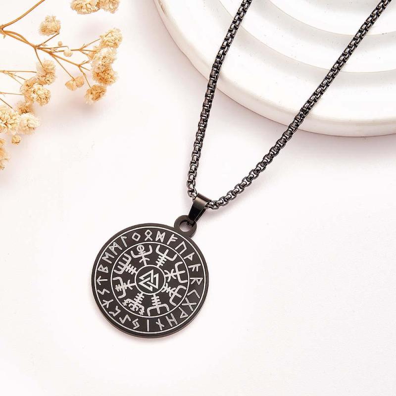 Engravable Necklace Norse Compass Viking Pendant Necklace For Men 3