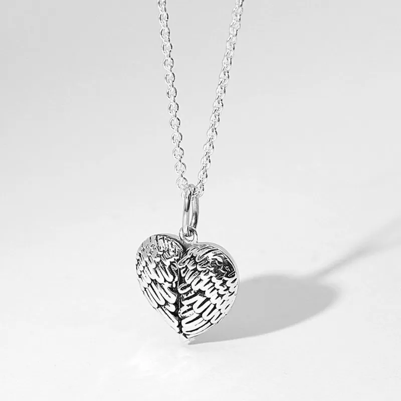 Engravable Photo Locket Necklace Personalized Heart Angel Wings Gift For Her 4