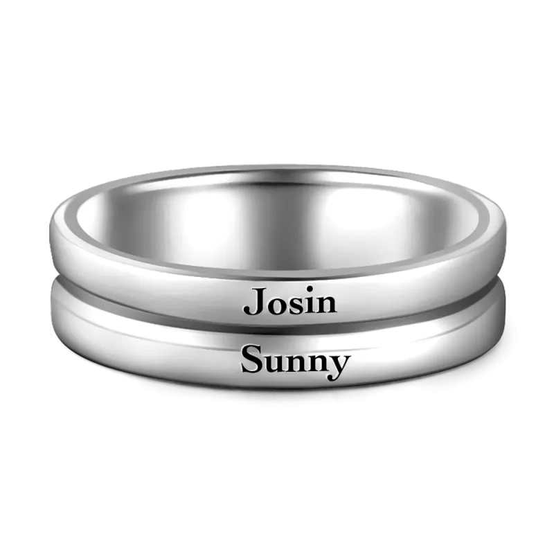 Engravable Promise Ring Male Double Love You 925 Sterling Silver