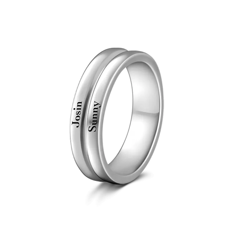 Engravable Promise Ring Male Double Love You 925 Sterling Silver 1