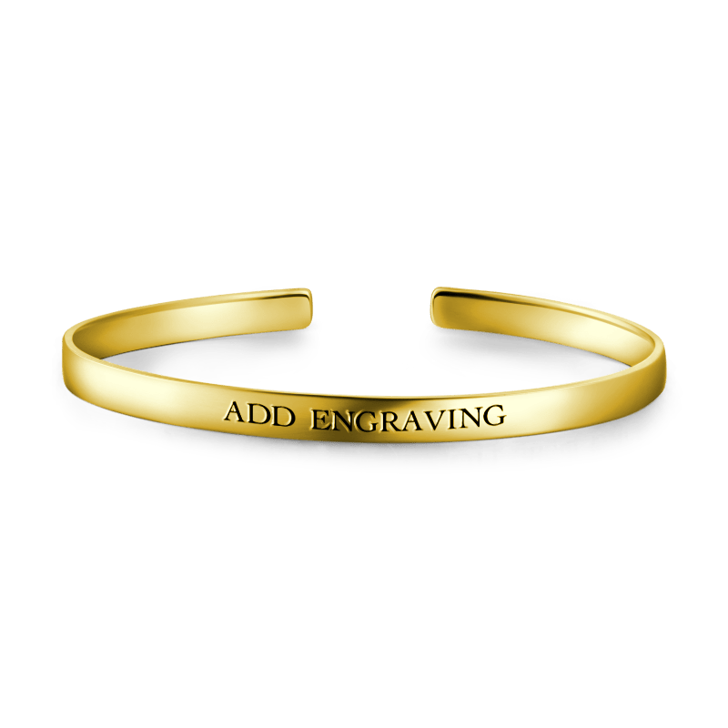 Engraved Bangle 14k Gold Plated Silver