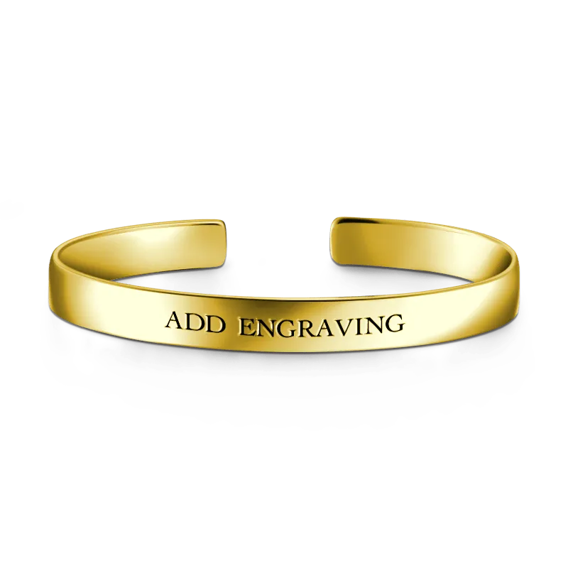 Engraved Bangle 14k Gold Plated Silver